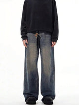 Kotty Men Wide Leg Mid-Rise Light Fade Stretchable Jeans