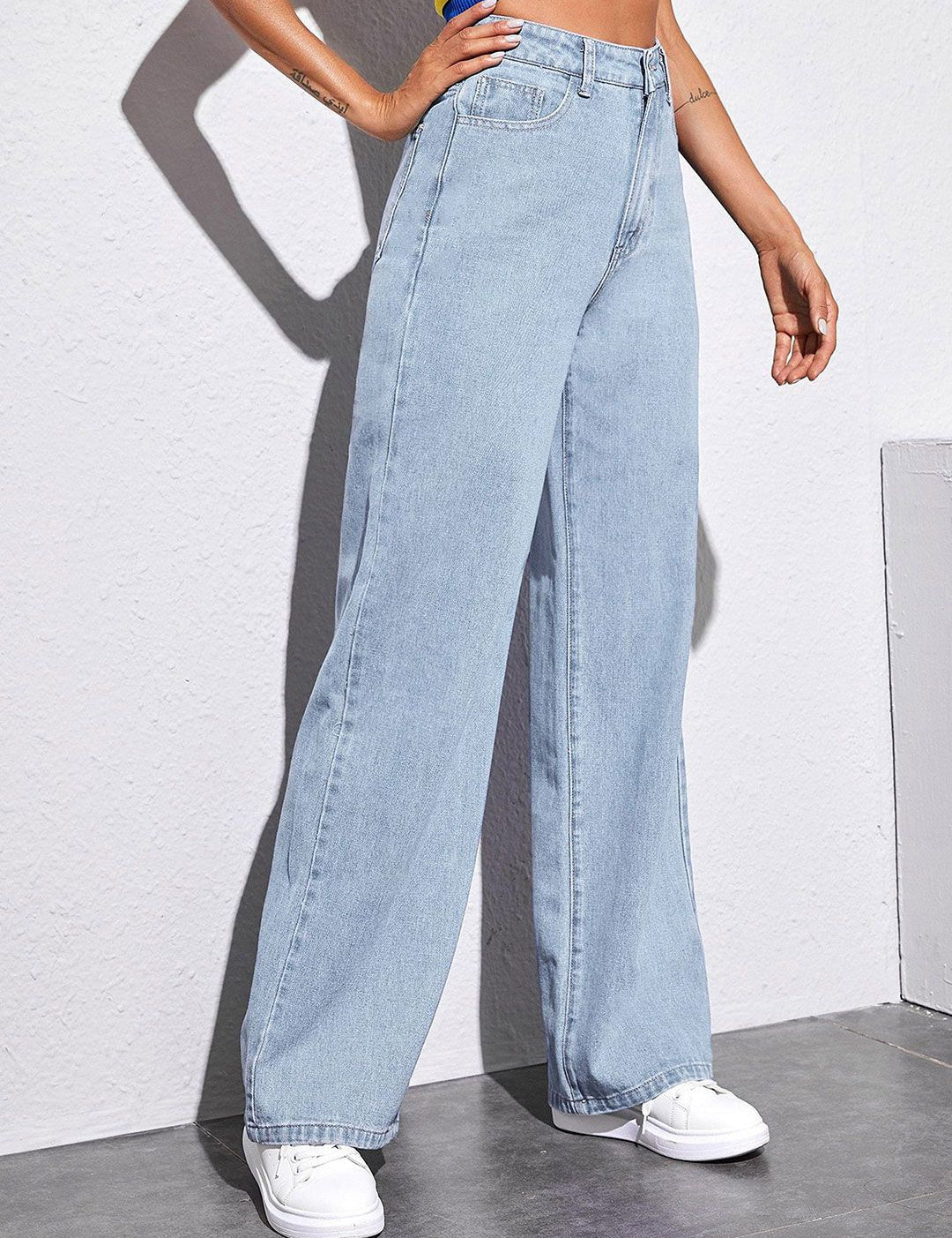 Kotty Women Wide Leg High-Rise Light Fade Stretchable Jeans