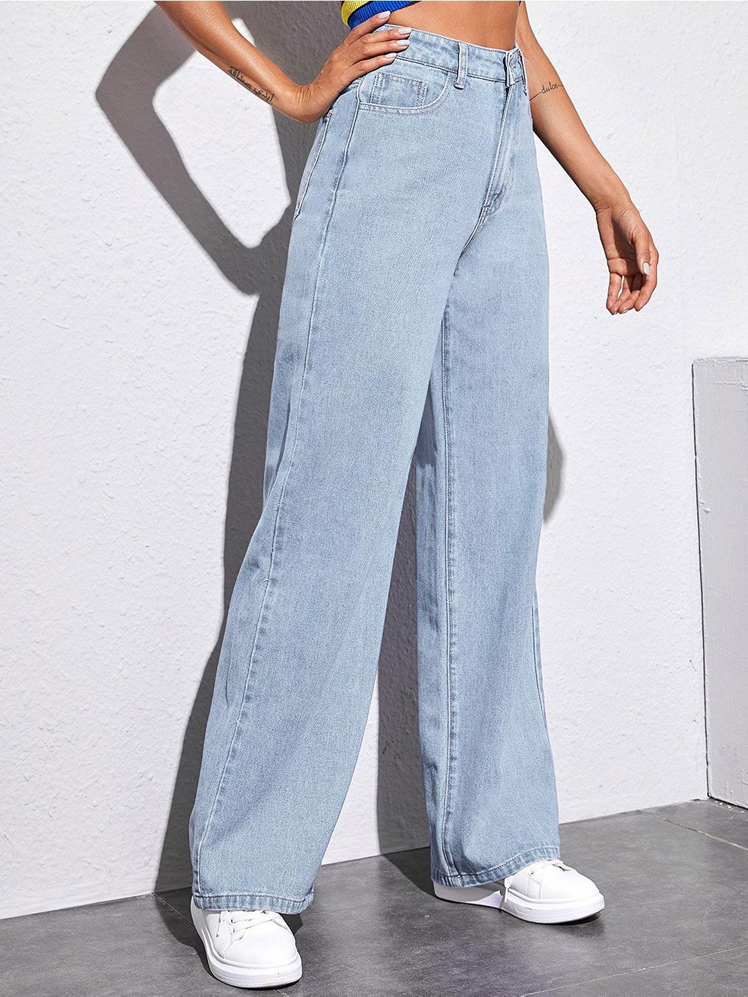 Kotty Women Wide Leg High-Rise Light Fade Stretchable Jeans