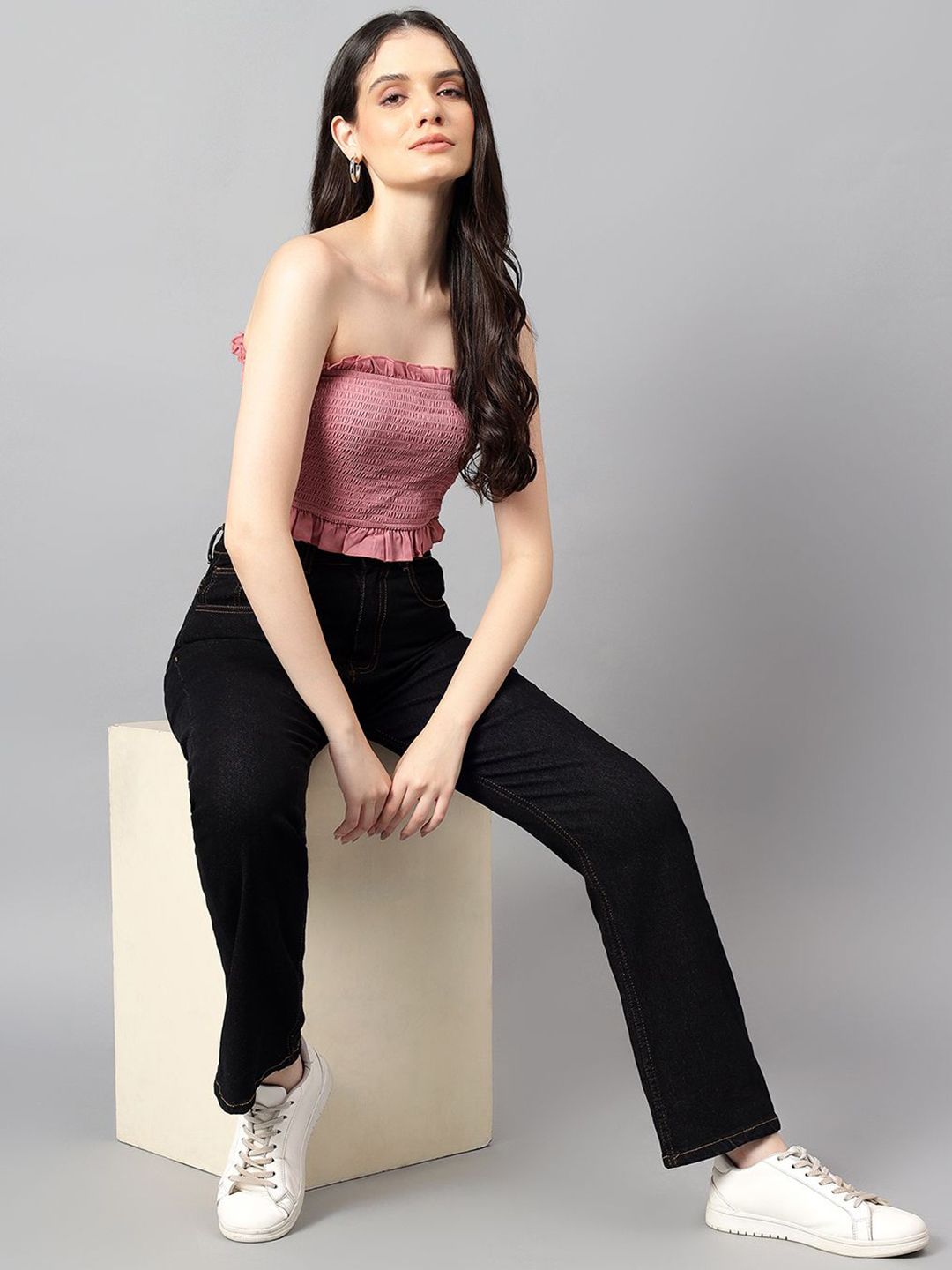 Kotty Women Straight Fit High-Rise Stretchable Jeans