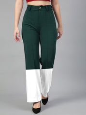 Kotty Women Colourblocked Relaxed Straight Leg Straight Fit High-Rise Trousers