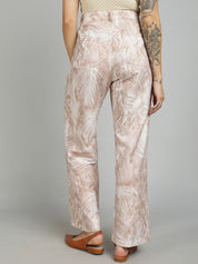 Kotty Women Floral Printed Straight Fit High-Rise Cotton Regular Trousers