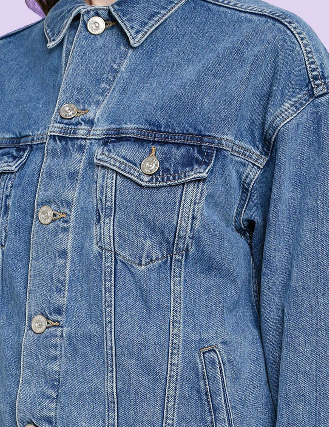 Kotty Women Spread Collar Solid Casual Denim Jacket