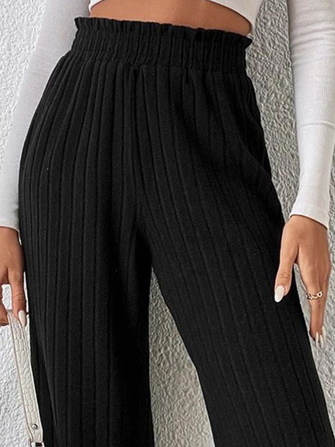 Kotty Women Comfort Flared High-Rise Flat-Front Parallel Trousers