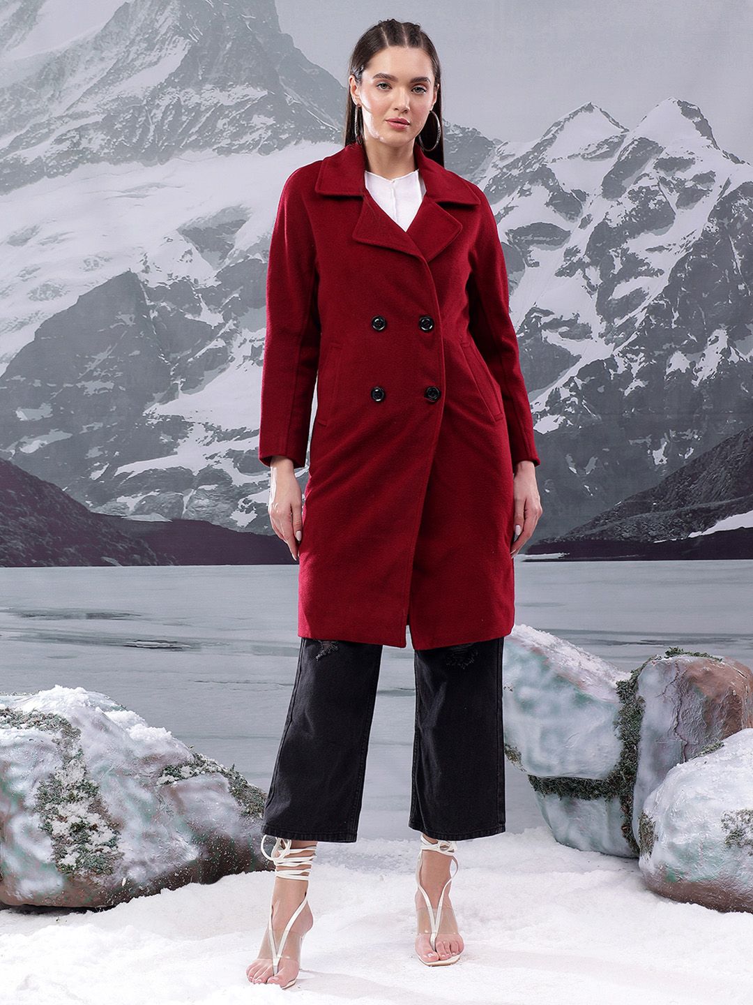 Kotty Women Notched Lapel Single-Breasted Overcoat