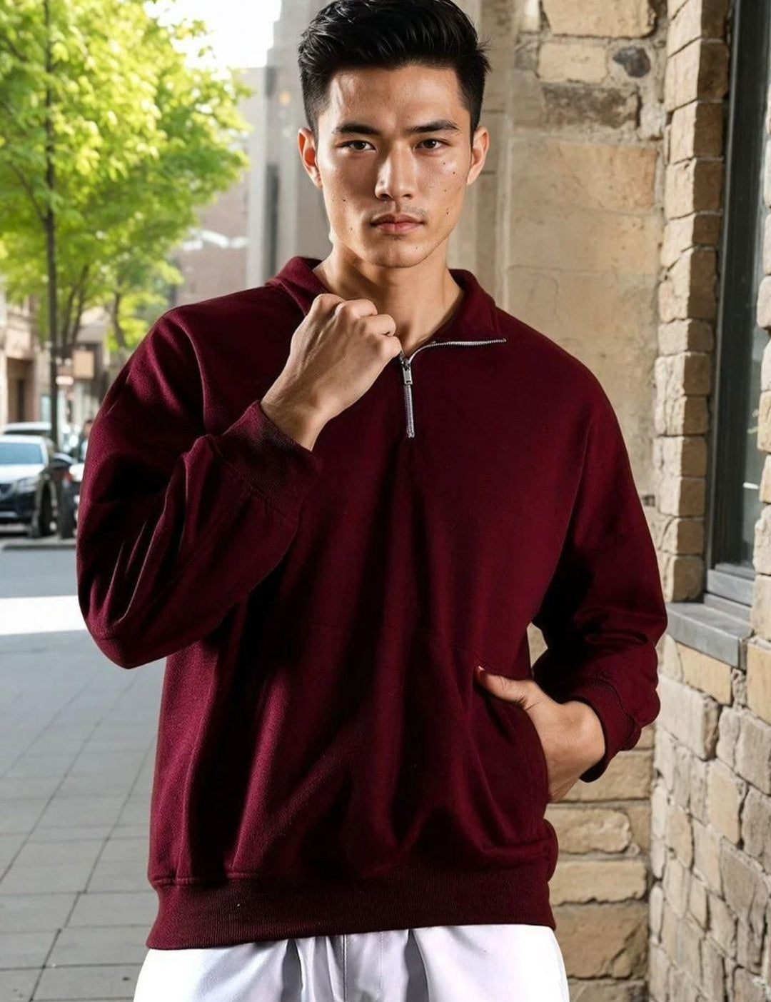 Kotty Men Shirt Collar Cotton Sweatshirt