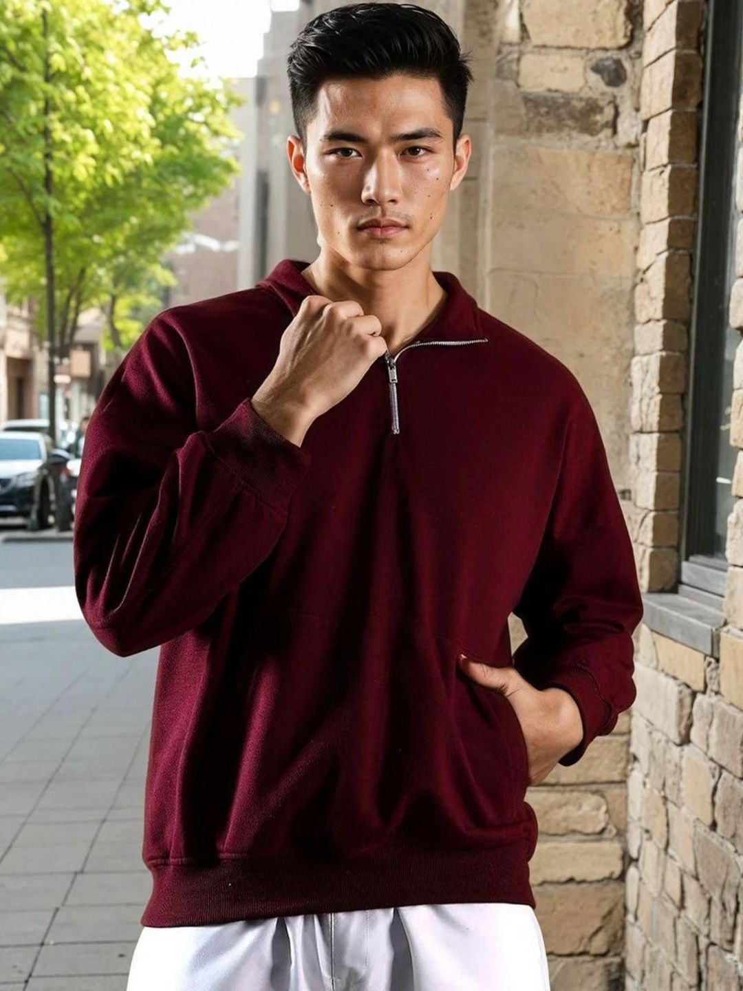 Kotty Men Shirt Collar Cotton Sweatshirt