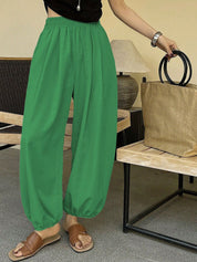 Kotty Women Relaxed Fit High-Rise Balloon Pants Trousers with Elasticated Hem