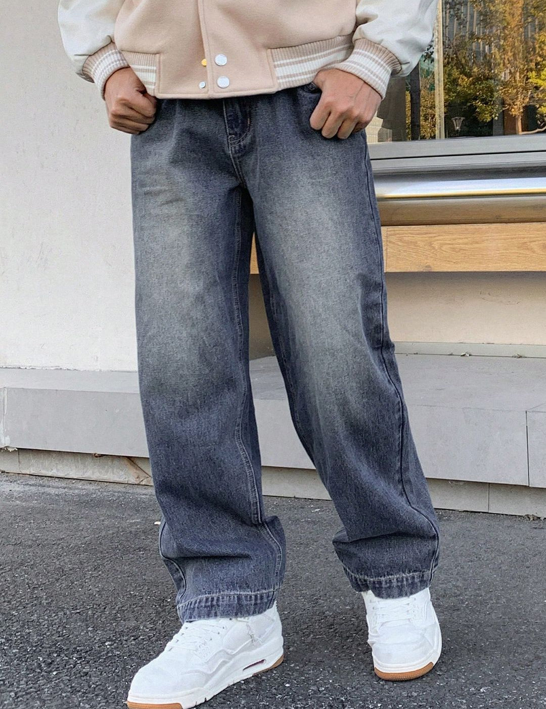 Kotty Men Wide Leg Heavy Fade Stretchable Jeans