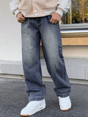 Kotty Men Wide Leg Heavy Fade Stretchable Jeans