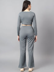 Kotty Grey Scoop Neck Top With Trouser