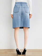 Kotty Women A-Line Above Knee Blue Skirt