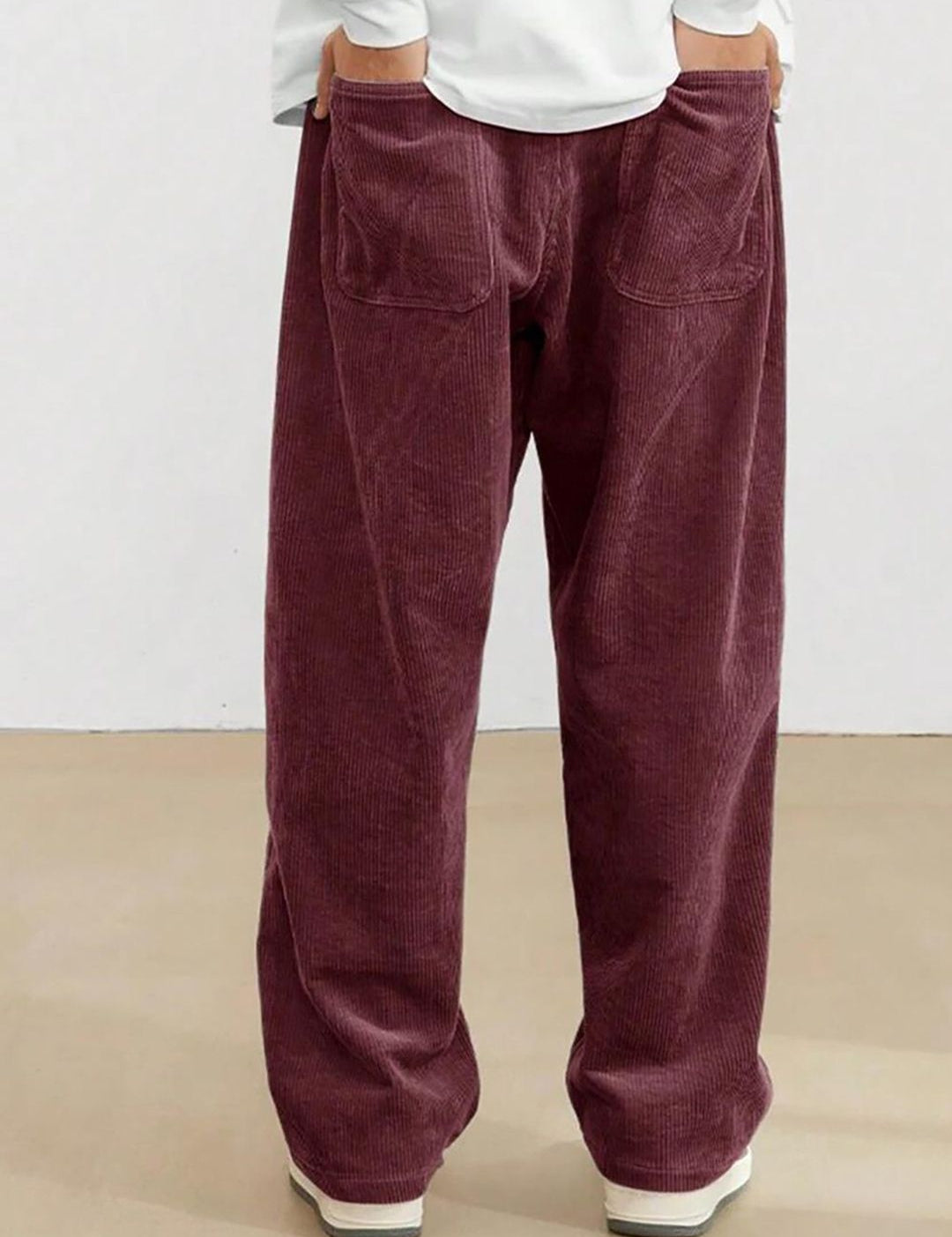 Kotty Men Relaxed Loose Fit High-Rise Cotton Corduroy Trousers