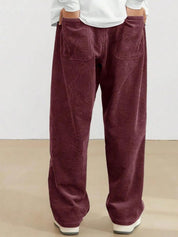 Kotty Men Relaxed Loose Fit High-Rise Cotton Corduroy Trousers