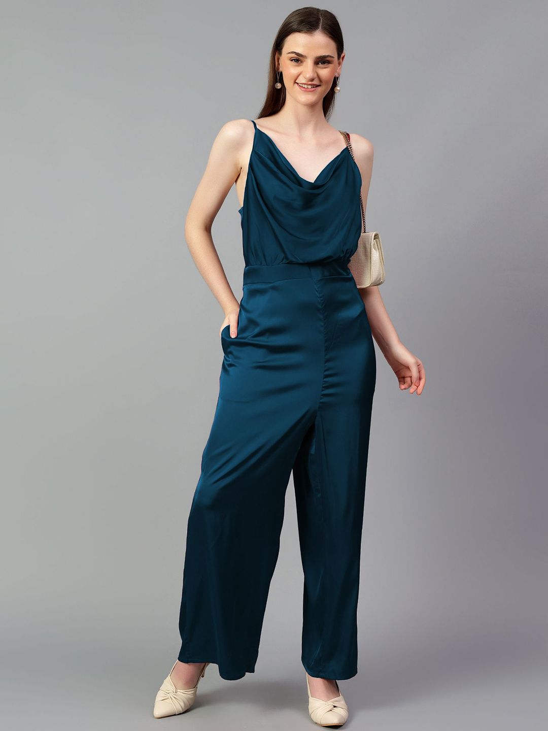 Kotty Cowl Neck Basic Solid Jumpsuit