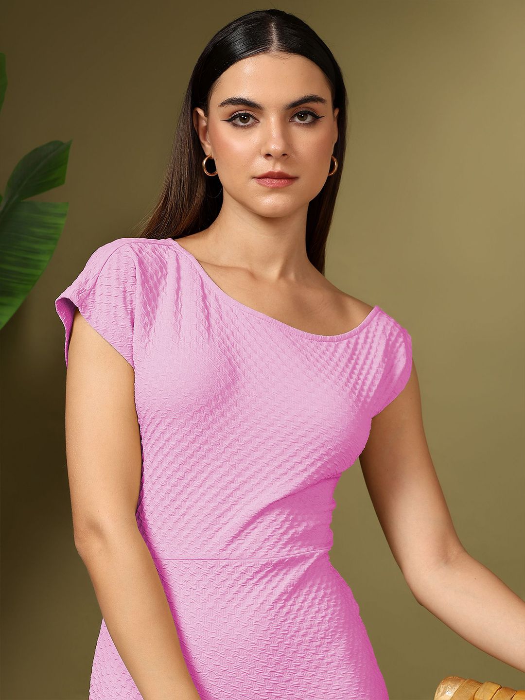 Kotty Women Self Design Bodycon Midi Dress