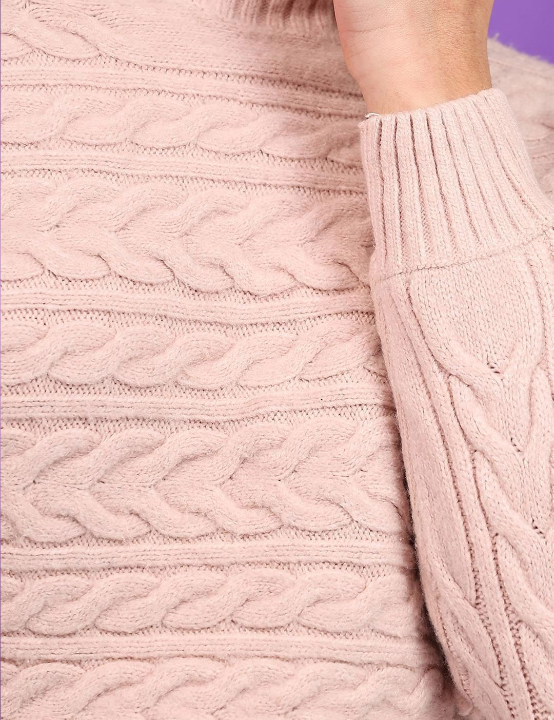 Kotty Women Cable Knit Crop Pullover Sweaters