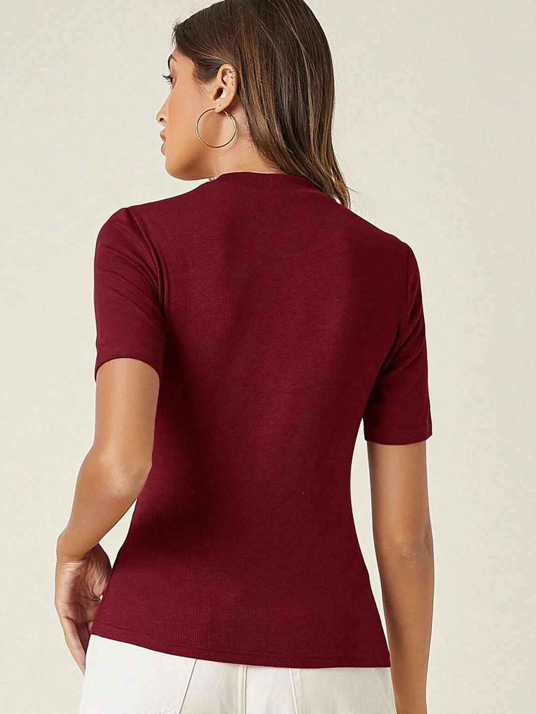 Kotty Women High Neck Short Sleeves Top