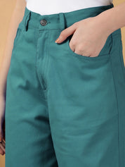 Green Regular Fit High-Rise Trousers for Women – Chic Solid Design | Kotty