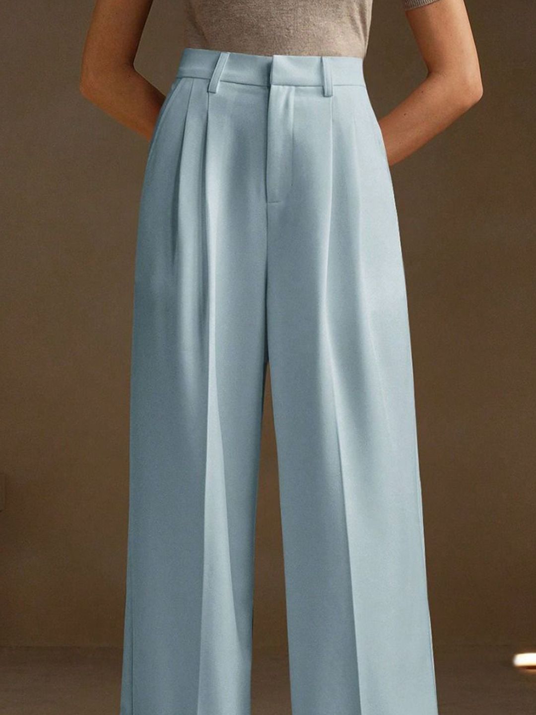 Kotty Women Relaxed Straight Leg High-Rise Pleated Wide Leg Trousers