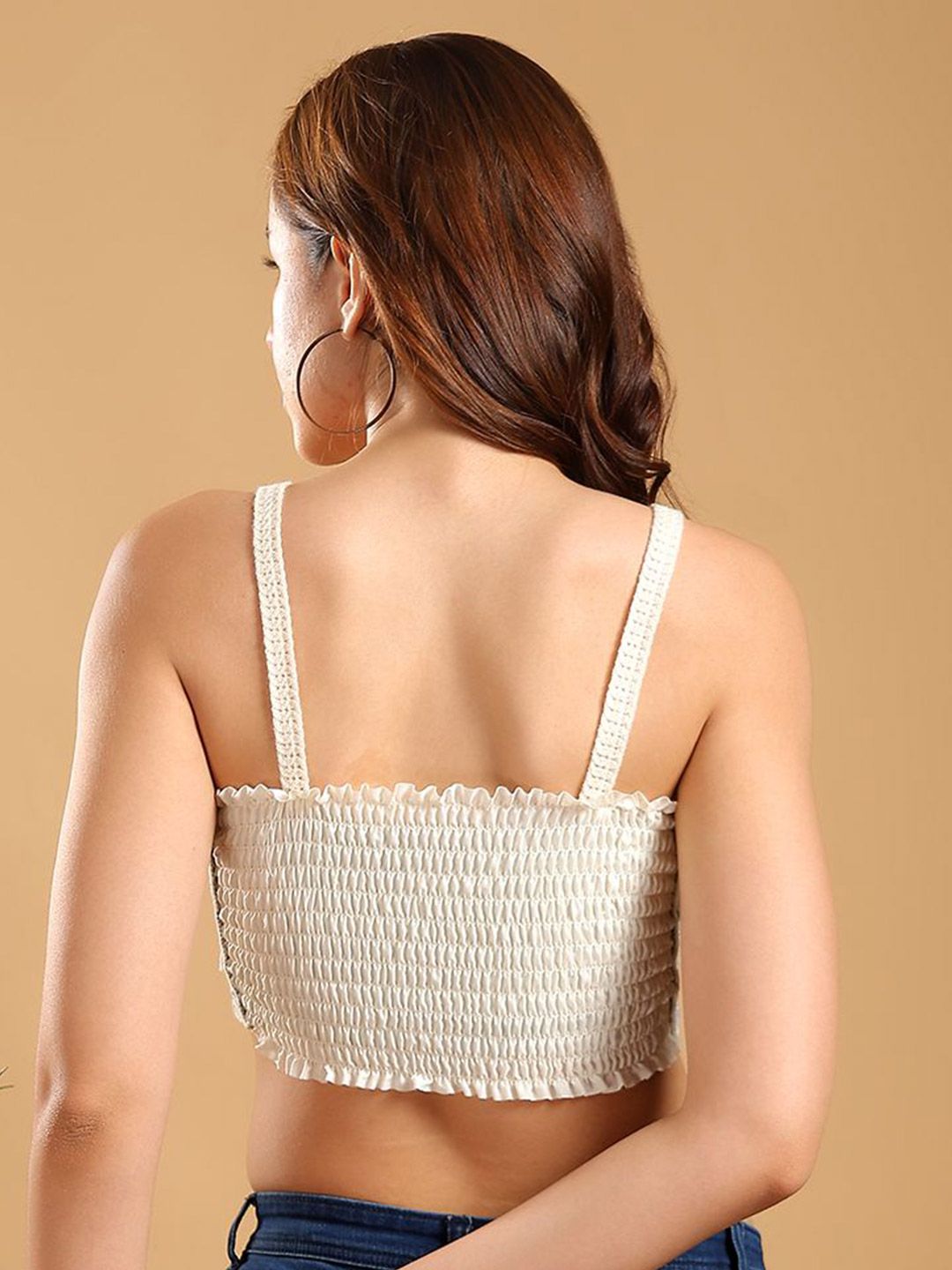 Kotty Women Embellished V-Neck Cotton Crop Top