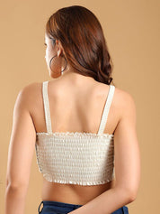 Kotty Women Embellished V-Neck Cotton Crop Top