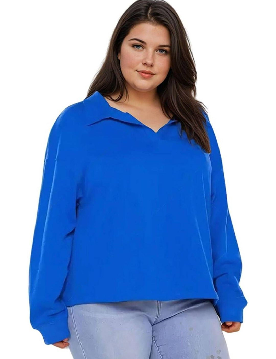 Kotty Women Shirt Collar Full Sleeve Sweatshirt