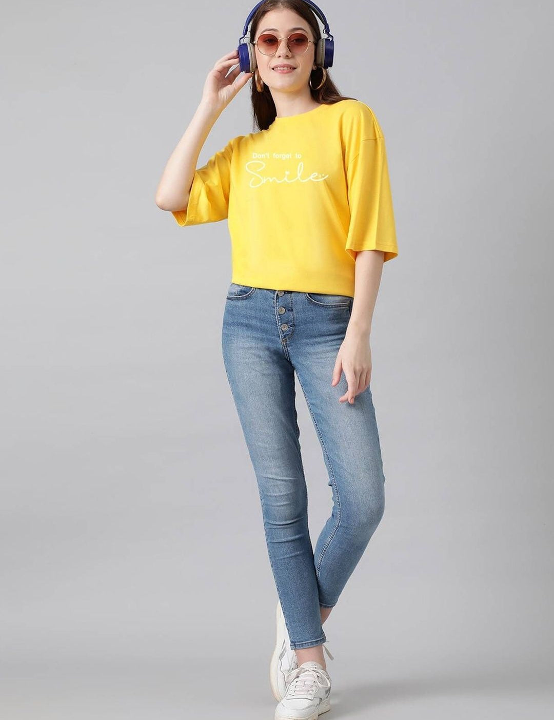 Kotty Women Typography Printed Drop-Shoulder Sleeves T-shirt