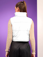 Kotty Women Stand Collar Solid Lightweight Gilet Jacket