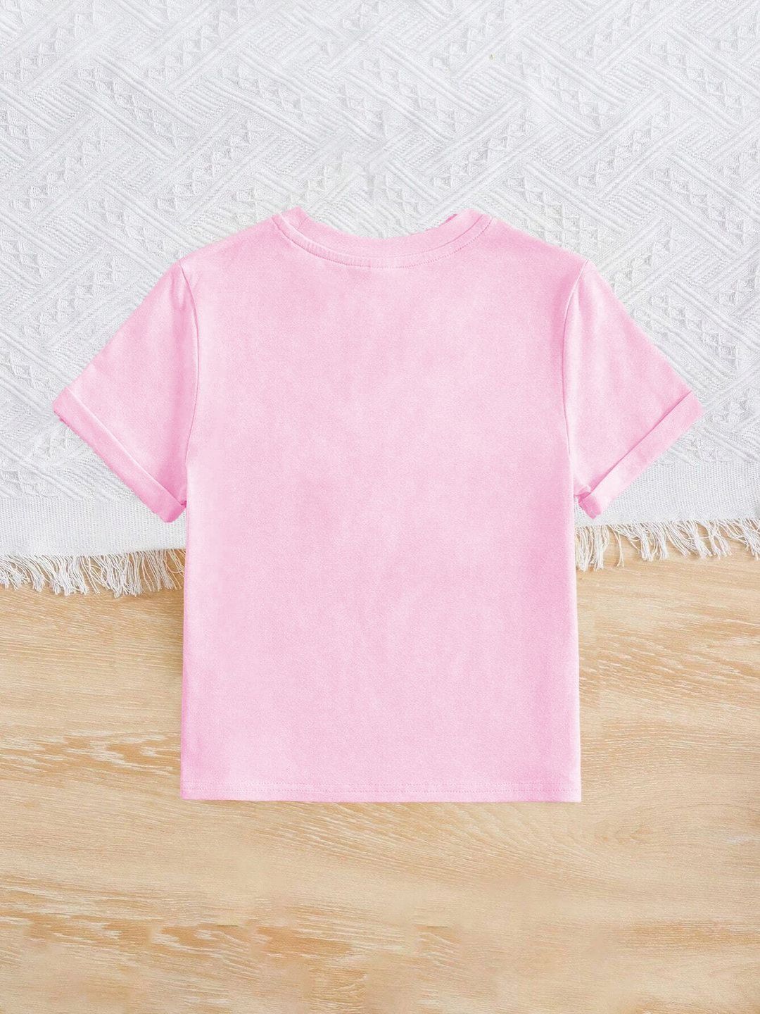 Kotty Girls Graphic Printed Round Neck Cotton Oversized T-shirt