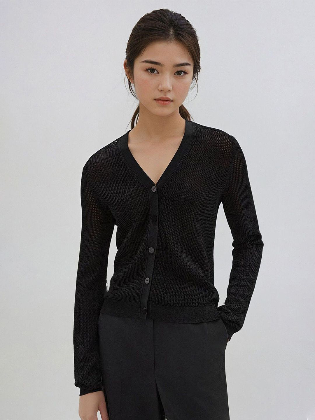 Kotty Women Self Design Cardigan