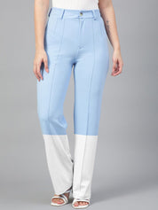 Kotty Women Colourblocked Straight Fit High-Rise Easy Wash Pleated Trousers