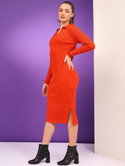 Kotty Women Striped Cotton Bodycon Midi Dress