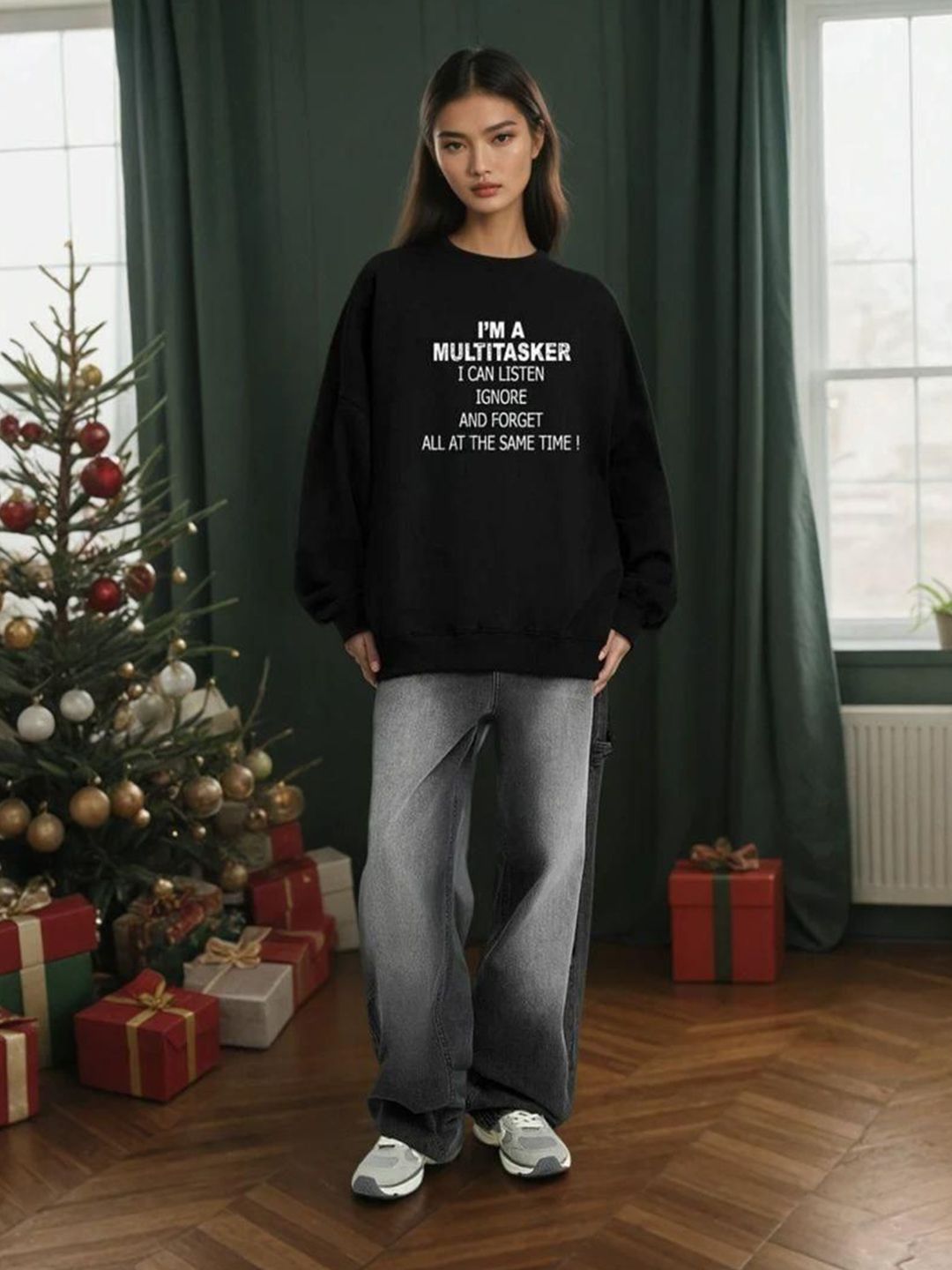 Kotty Women Typography Printed Round Neck Full Sleeve Sweatshirt