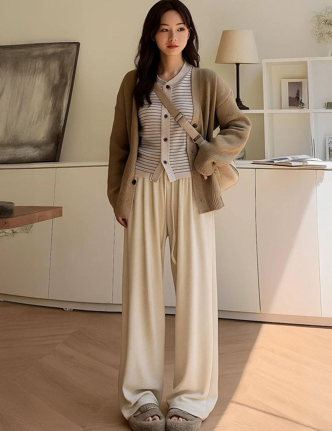 Kotty Women Relaxed Straight Leg Loose Fit High-Rise Trousers