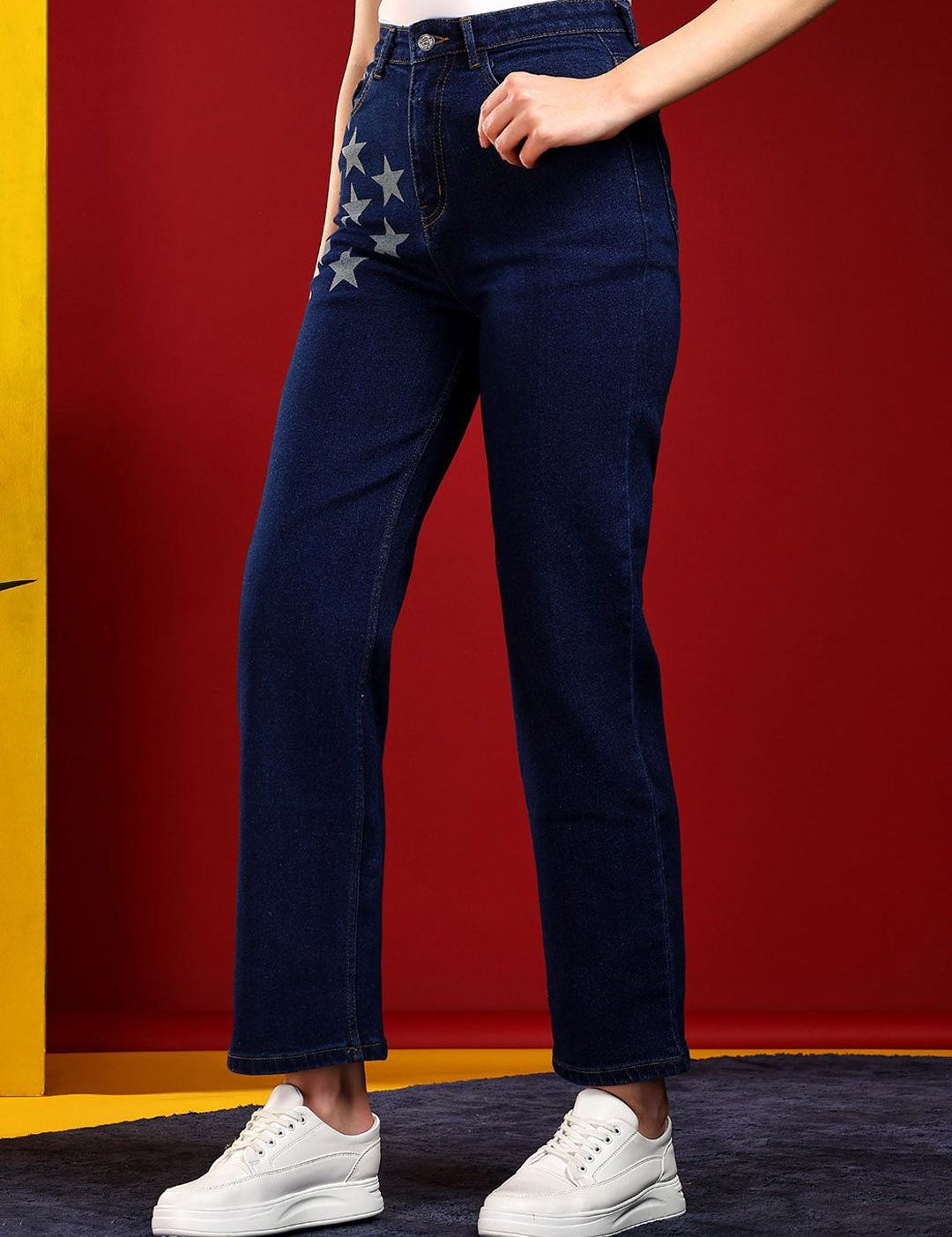 Kotty Women Cotton Jean Straight Fit High-Rise Stretchable Jeans