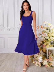 Kotty women royal blue sleeveless midi dress