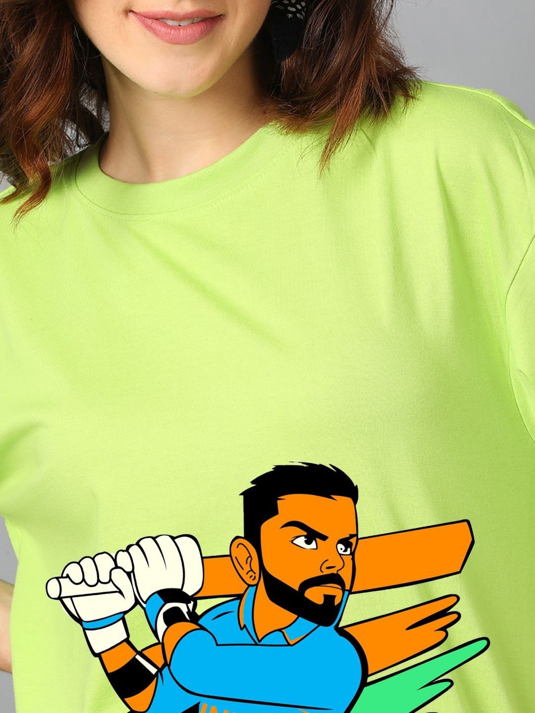 Kotty Women Graphic Printed Round Neck Cotton Oversized T-shirt