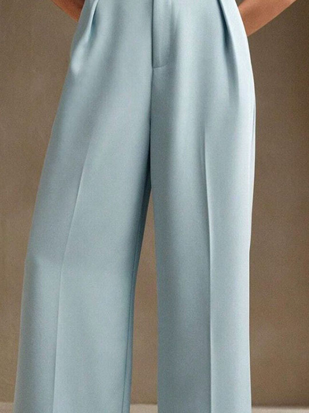 Kotty Women Relaxed Straight Leg High-Rise Pleated Wide Leg Trousers