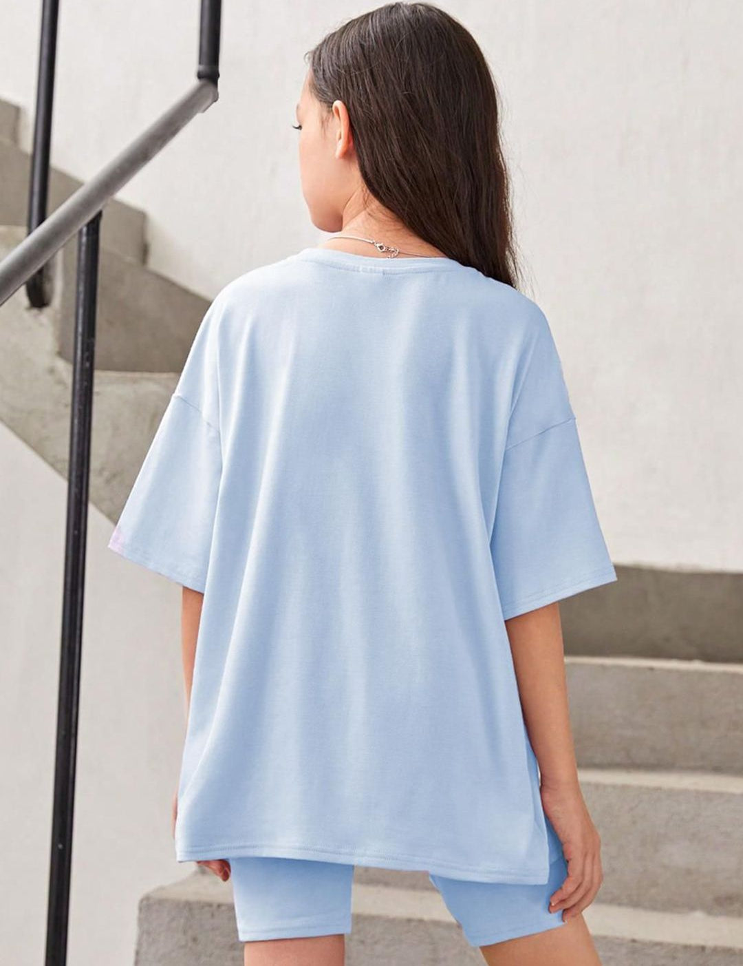 Kotty Girls Graphic Printed Round Neck Cotton Oversized T-shirt