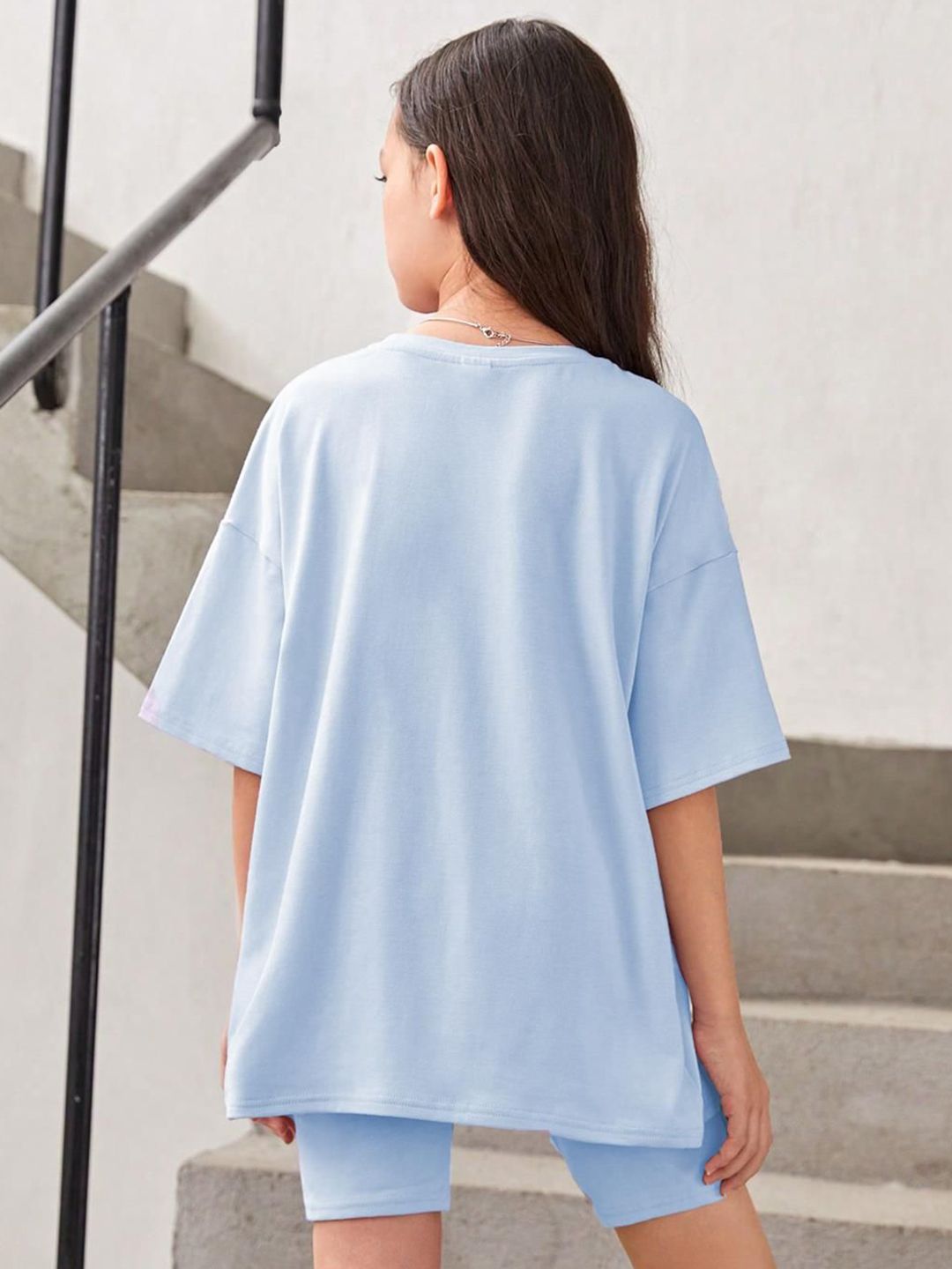 Kotty Girls Graphic Printed Round Neck Cotton Oversized T-shirt