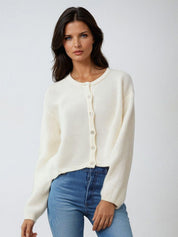 Kotty Women Self Design Round Neck Long Sleeves Front-Open Sweaters