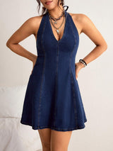 Kotty Women's Kotty women blue halter neck denim A-line mini dress