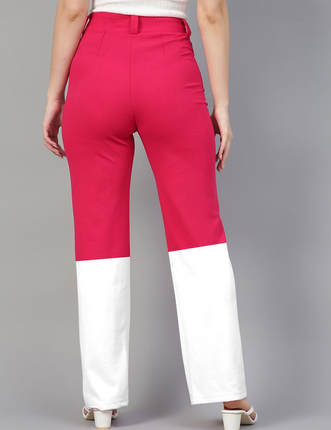 Kotty Women Colourblocked Relaxed Straight Leg Straight Fit High-Rise Trousers