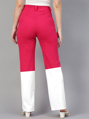 Kotty Women Colourblocked Relaxed Straight Leg Straight Fit High-Rise Trousers