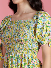 Kotty Women Floral Printed Puff Sleeve Fit & Flare Dress