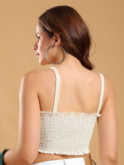 Kotty Women Self Design Embroidered Sleeveless Crop Top