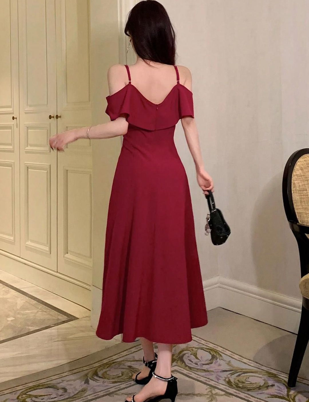 Kotty Women Shoulder Straps A-Line Midi Dress