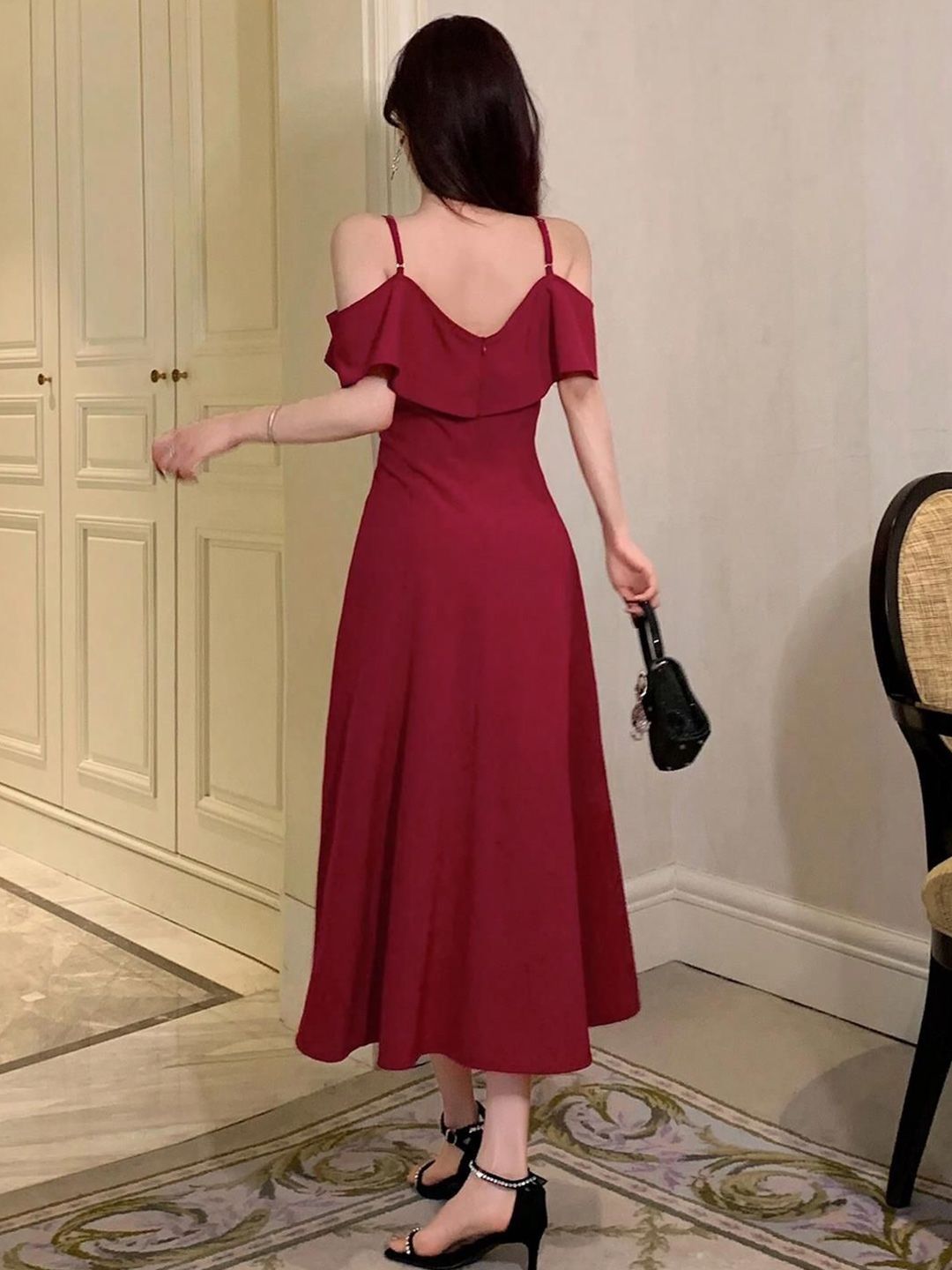 Kotty Women Shoulder Straps A-Line Midi Dress