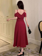 Kotty Women Shoulder Straps A-Line Midi Dress